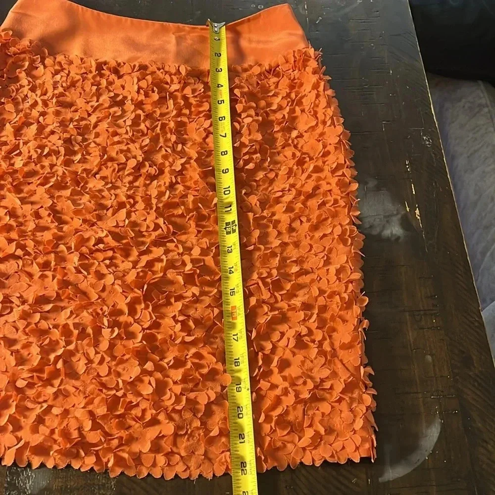 Talbots Orange 100% Silk Dainty Floral Straight Mini Skirt Size 4 Feminine Flowy